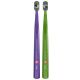 Dwie szczoteczki Curaprox CS 5500 kids Little Bacteria w kolorze zielonym i fioletowym