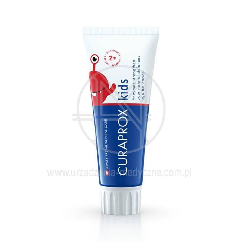 Pasta do zębów Curaprox Kids truskawka 950 ppm 60 ml – delikatna formuła bez SLS dla dzieci od 2 lat