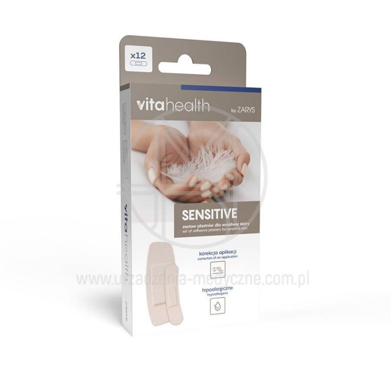 VitaHealth SENSITIVE – zestaw 12 plastrów dla wrażliwej skóry z klejem silikonowym