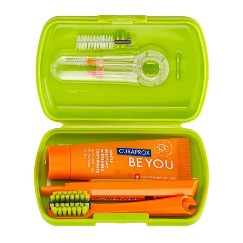 Curaprox Travel Set - Ortho zielony z pastą brzoskwinia i morela, CS 5460 ortho i CPS