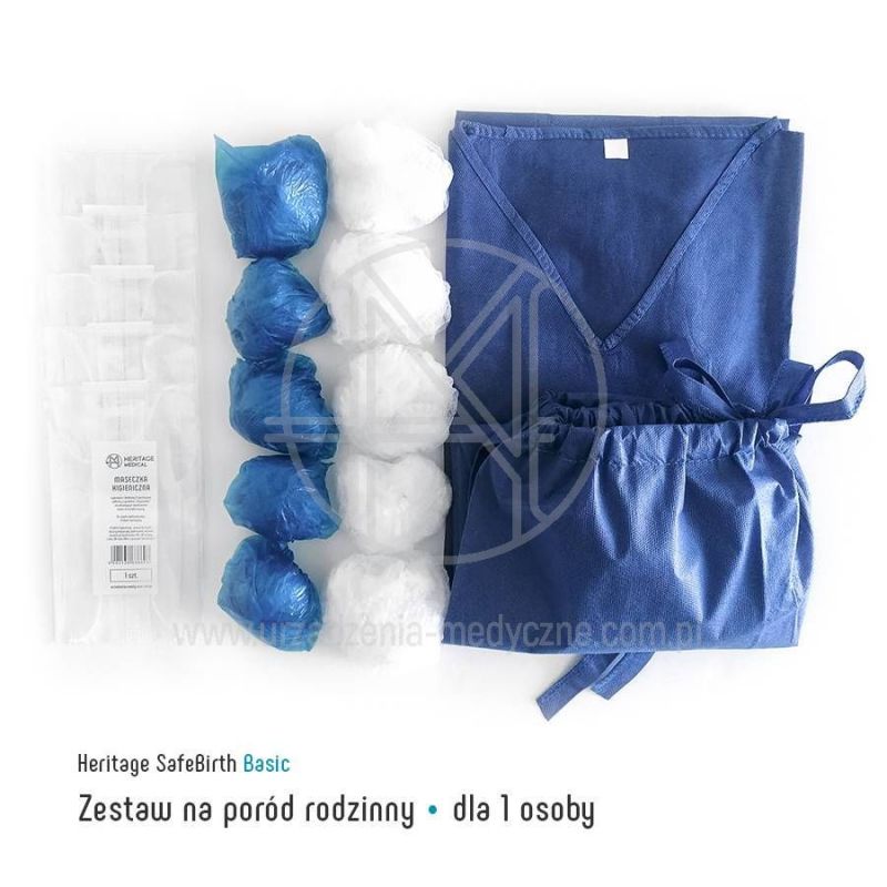Zestaw na poród rodzinny Heritage SafeBirth Basic – komplet odzieży ochronnej dla 1 osoby