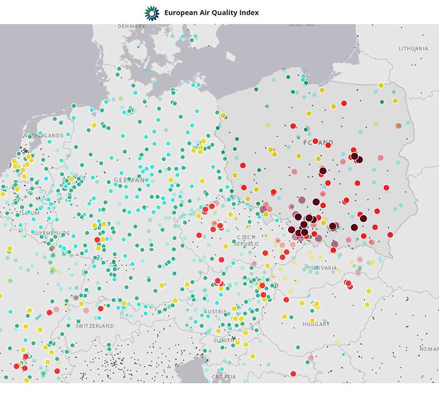 Europejski Wskaźnik Jakości powietrza w Polsce i Europie