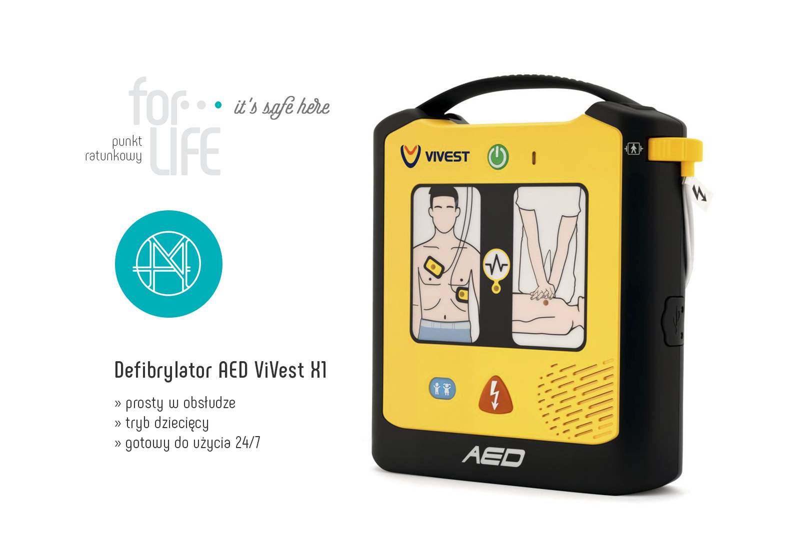Defibrylator AED ViVest X1 półautomatyczny z trybem pediatrycznym