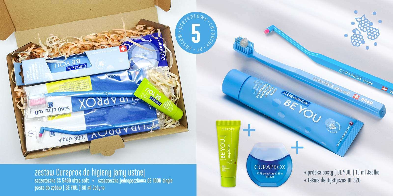 Zestaw prezentowy produktów do higieny jamy ustnej marki Curaprox