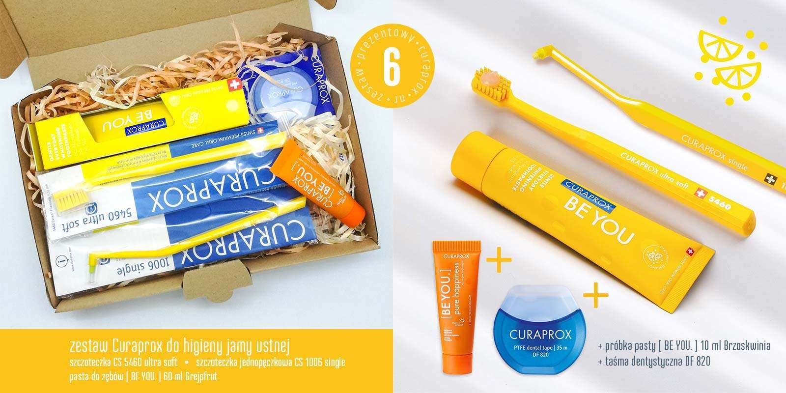 Zestaw prezentowy produktów do higieny jamy ustnej marki Curaprox